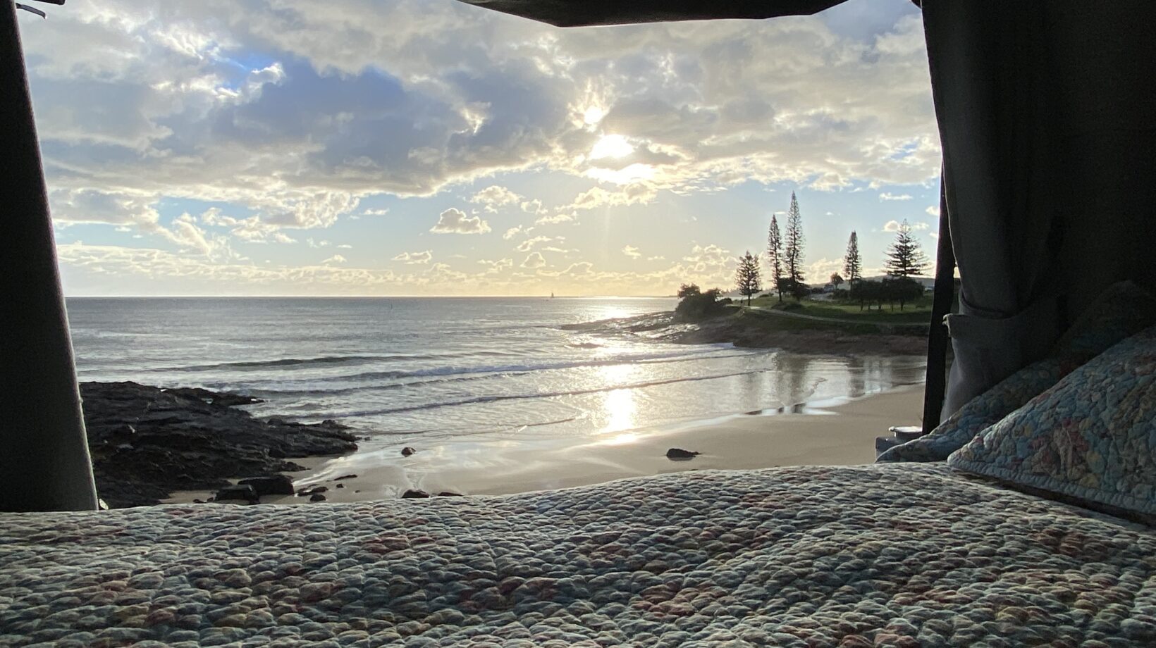 Waking up to the sound of the ocean in Spirit from Gold Coast Campervan Hire