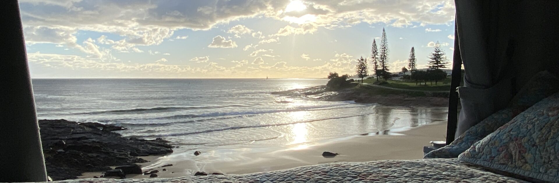 Waking up to the sound of the ocean in Spirit from Gold Coast Campervan Hire