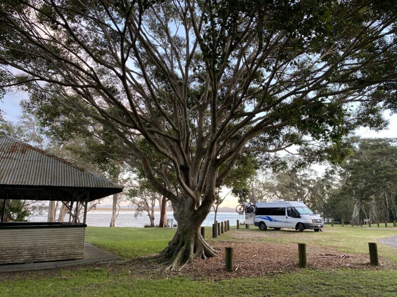 Spirit from Gold Coast campervan Hire camped at Mungo Brush Campgrounds