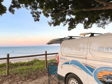 Mystery camped on the beach in Hervey Bay